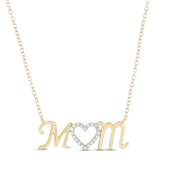 Round-Cut Diamond MOM Necklace 1/20 ct tw 10K Yellow Gold 18”