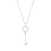 Thumbnail Image 1 of Round-Cut Diamond Heart & Key Necklace 1/10 ct tw Sterling Silver 18”