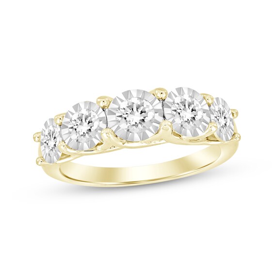 Round-Cut Diamond Anniversary Band 1-1/ ct tw 10K Yellow Gold