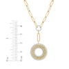 Thumbnail Image 2 of Round-Cut Diamond Greek Key Disc Paperclip Chain Y-Drop Necklace 1/2 ct tw 10K Yellow Gold 18”