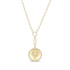 Thumbnail Image 1 of Round-Cut Diamond Cross Disc Paperclip Chain Y-Drop Necklace 1/2 ct tw 10K Yellow Gold 18”