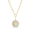 Thumbnail Image 1 of Round-Cut Diamond Anchor Disc Paperclip Chain Y-Drop Necklace 3/4 ct tw 10K Yellow Gold 18”