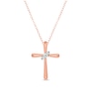 Thumbnail Image 1 of Round-Cut Diamond Wrapped Cross Necklace 1/6 ct tw 10K Rose Gold 18"
