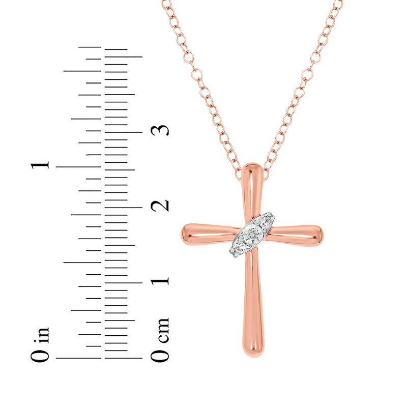 Main Image 2 of Round-Cut Diamond Wrapped Cross Necklace 1/6 ct tw 10K Rose Gold 18"