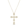 Thumbnail Image 1 of Baguette & Round-Cut Diamond Cross Necklace 1/2 ct tw 10K Yellow Gold 18&quot;