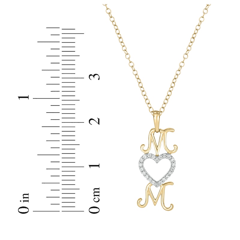 Main Image 2 of Round-Cut Diamond Vertical Mom Necklace 1/10 ct tw 10K Yellow Gold 18&quot;