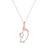 Thumbnail Image 1 of Round-Cut Diamond Mom & Baby Feet Necklace 1/6 ct tw 10K Rose Gold 18&quot;
