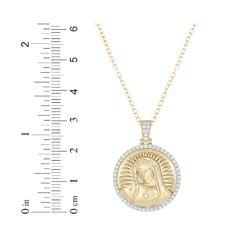 Main Image 2 of Round-Cut Diamond Our Lady of Guadalupe Round Necklace 1/2 ct tw 10K Yellow Gold 18&quot;