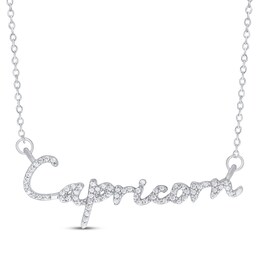 Round-Cut Diamond "Capricorn" Zodiac Necklace 1/5 ct tw Sterling Silver 18"