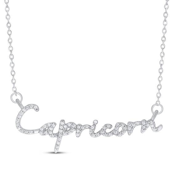 Round-Cut Diamond "Capricorn" Zodiac Necklace 1/5 ct tw Sterling Silver 18"