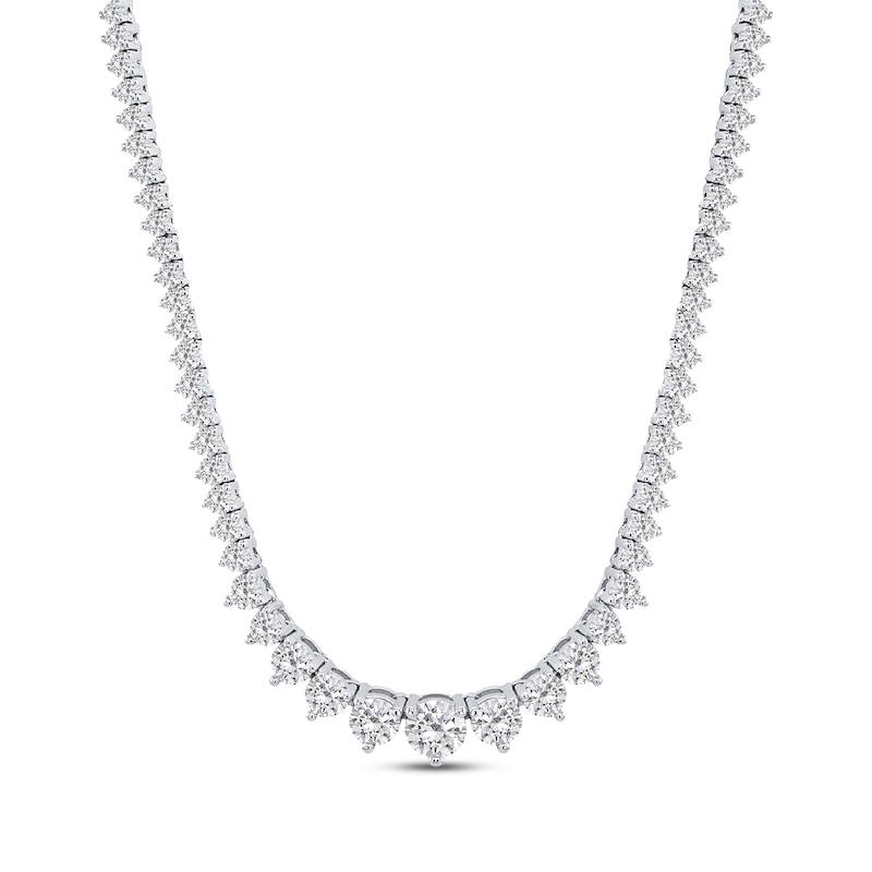 14K White Diamond Riviera Necklace