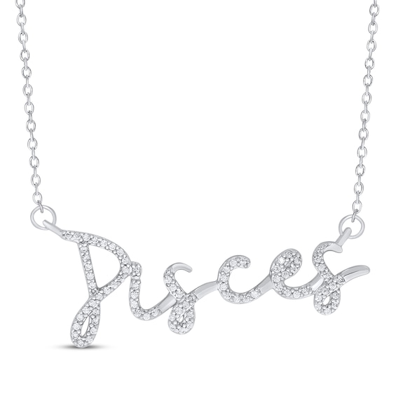 Round-Cut Diamond "Pisces" Zodiac Necklace 1/5 ct tw Sterling Silver 18"