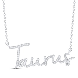 Round-Cut Diamond "Taurus" Zodiac Necklace 1/5 ct tw Sterling Silver 18"
