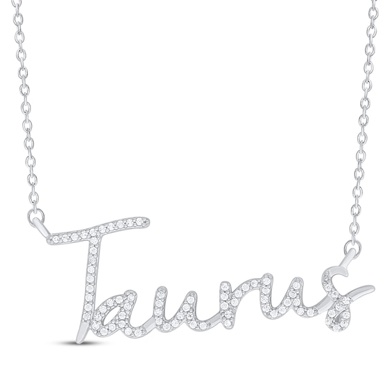 Round-Cut Diamond "Taurus" Zodiac Necklace 1/5 ct tw Sterling Silver 18"