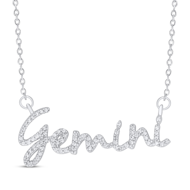 Round-Cut Diamond "Gemini" Zodiac Necklace 1/5 ct tw Sterling Silver 18"