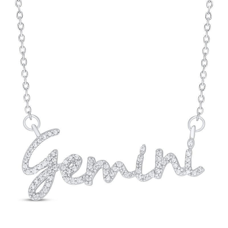 Main Image 1 of Round-Cut Diamond &quot;Gemini&quot; Zodiac Necklace 1/5 ct tw Sterling Silver 18&quot;