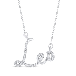 Round-Cut Diamond "Leo" Zodiac Necklace 1/5 ct tw Sterling Silver 18"