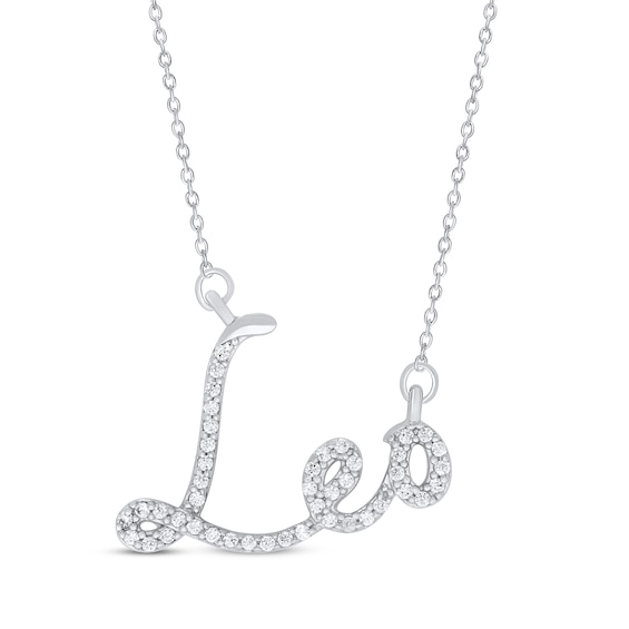 Round-Cut Diamond "Leo" Zodiac Necklace 1/5 ct tw Sterling Silver 18"