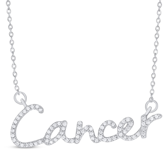 Round-Cut Diamond "Cancer" Zodiac Necklace 1/5 ct tw Sterling Silver 18"