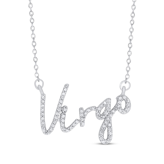 Round-Cut Diamond "Virgo" Zodiac Necklace 1/5 ct tw Sterling Silver 18"