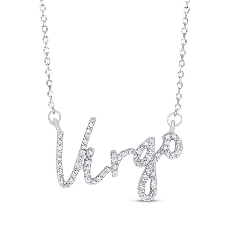 Round-Cut Diamond "Virgo" Zodiac Necklace 1/5 ct tw Sterling Silver 18"