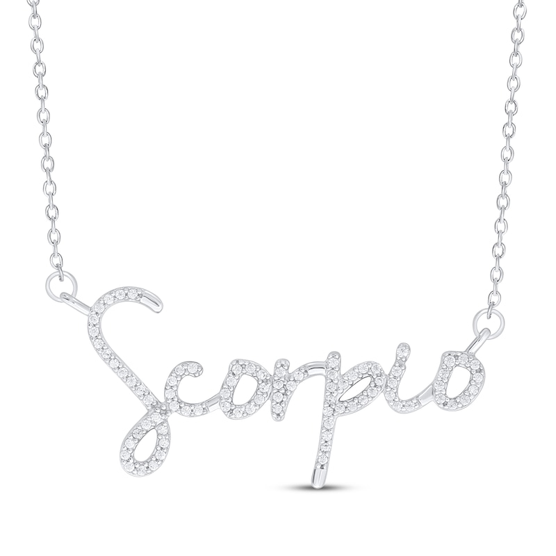 Round-Cut Diamond "Scorpio" Zodiac Necklace 1/5 ct tw Sterling Silver 18"