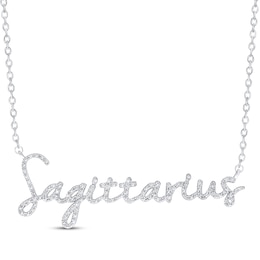 Round-Cut Diamond "Sagittarius" Zodiac Necklace 1/5 ct tw Sterling Silver 18"