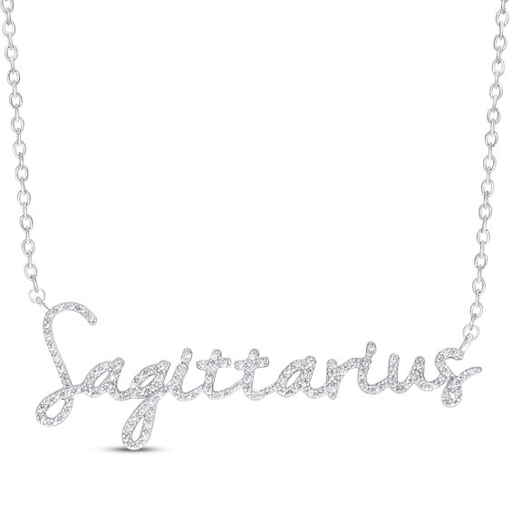 Round-Cut Diamond "Sagittarius" Zodiac Necklace 1/5 ct tw Sterling Silver 18"