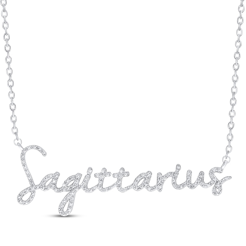 Round-Cut Diamond "Sagittarius" Zodiac Necklace 1/5 ct tw Sterling Silver 18"