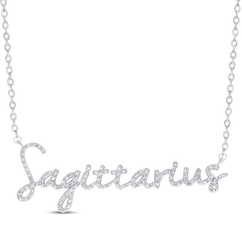 Main Image 1 of Round-Cut Diamond &quot;Sagittarius&quot; Zodiac Necklace 1/5 ct tw Sterling Silver 18&quot;