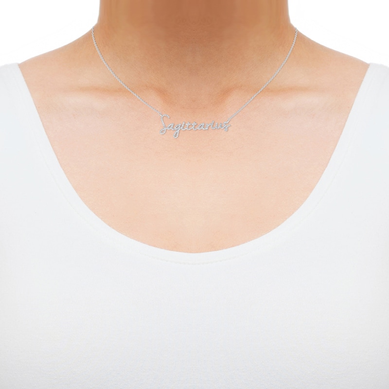 Main Image 2 of Round-Cut Diamond &quot;Sagittarius&quot; Zodiac Necklace 1/5 ct tw Sterling Silver 18&quot;
