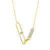 Thumbnail Image 1 of Diamond Asymmetrical Paperclip Necklace 1/15 ct tw 10K Yellow Gold 18”