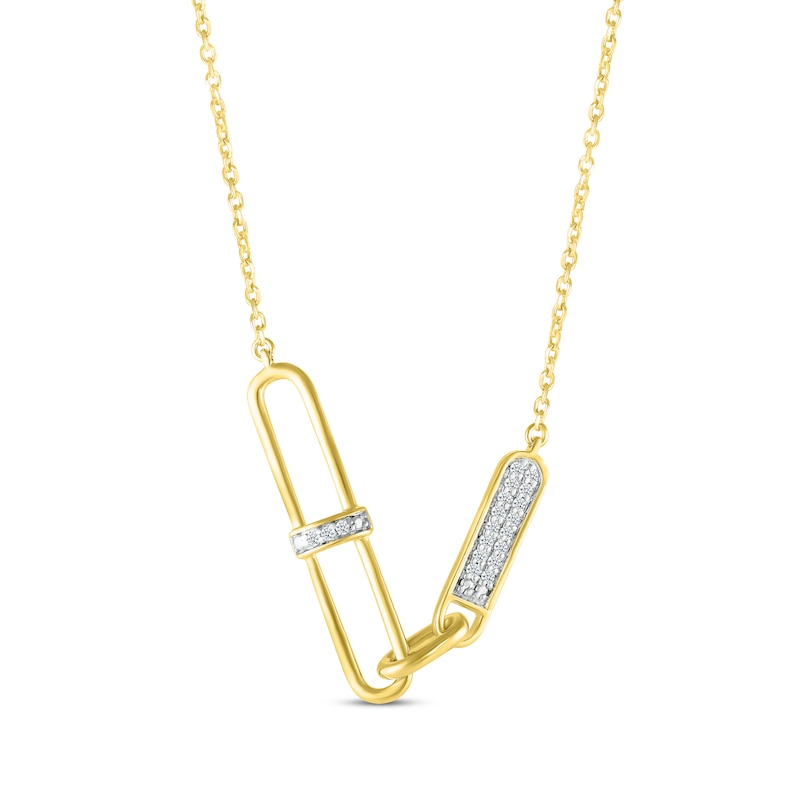 Main Image 1 of Diamond Asymmetrical Paperclip Necklace 1/15 ct tw 10K Yellow Gold 18”