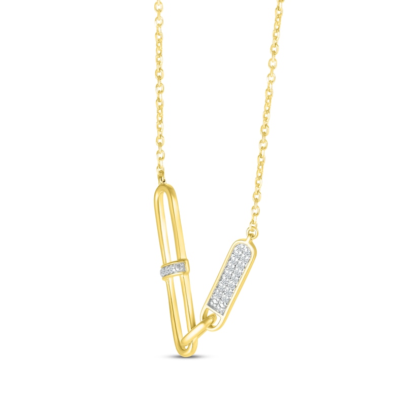 Main Image 2 of Diamond Asymmetrical Paperclip Necklace 1/15 ct tw 10K Yellow Gold 18”