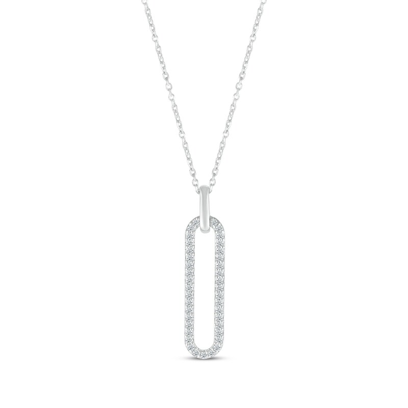 Main Image 1 of Diamond Paperclip Drop Necklace 1/5 ct tw 10K White Gold 18”