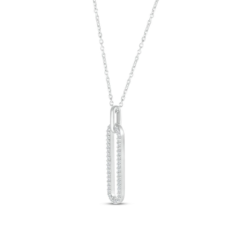Main Image 2 of Diamond Paperclip Drop Necklace 1/5 ct tw 10K White Gold 18”