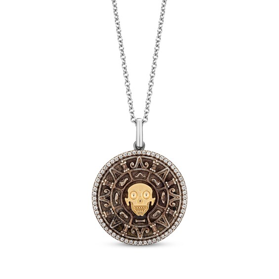 Disney Treasures Pirates of the Caribbean Medallion Necklace 1/6 ct tw