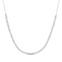 Diamond Staggered Choker Necklace 2 ct tw 14K White Gold 16&quot;