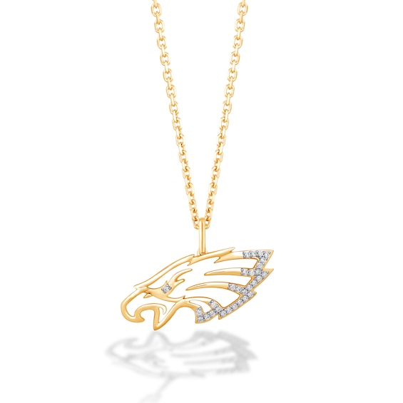 True Fans Philadelphia Eagles 1/10 CT. T.W. Diamond Logo Necklace in 10K Yellow Gold