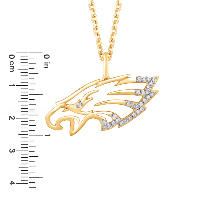 Main Image 2 of True Fans Philadelphia Eagles 1/10 CT. T.W. Diamond Logo Necklace in 10K Yellow Gold