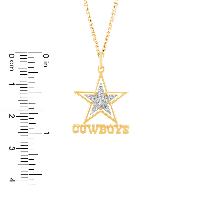 Main Image 2 of True Fans Dallas Cowboys 1/10 CT. T.W. Diamond Logo Necklace in 10K Yellow Gold