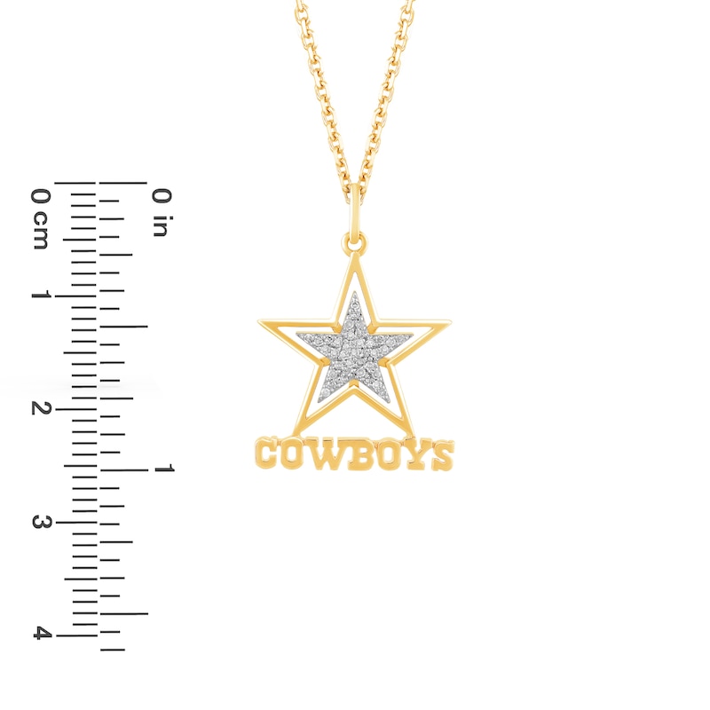 True Fans Dallas Cowboys 1/10 CT. T.W. Diamond Logo Necklace in 10K Yellow Gold