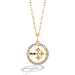 True Fans Pittsburgh Steelers 1/10 CT. T.W. Diamond Logo Necklace in 10K Yellow Gold