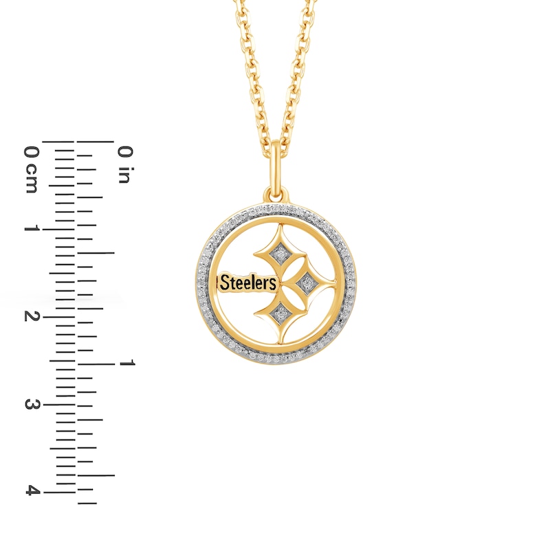 Main Image 2 of True Fans Pittsburgh Steelers 1/10 CT. T.W. Diamond Logo Necklace in 10K Yellow Gold
