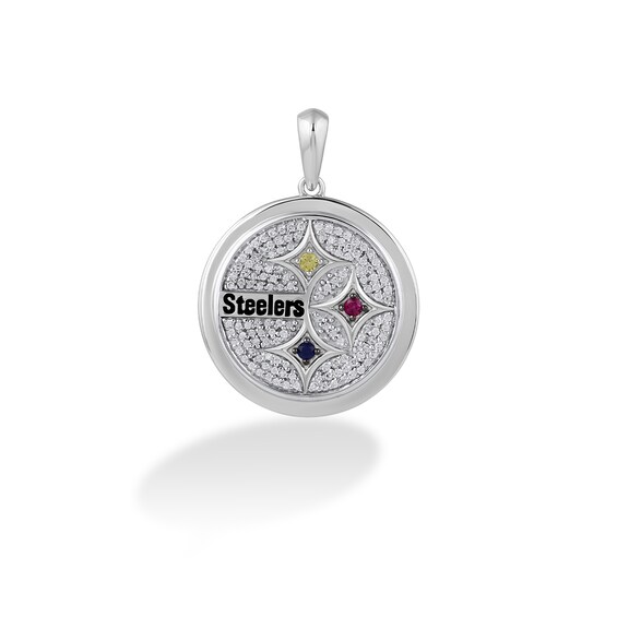 True Fans Pittsburgh Steelers 1/4 CT. T.W. Diamond Logo Charm in 10K White Gold