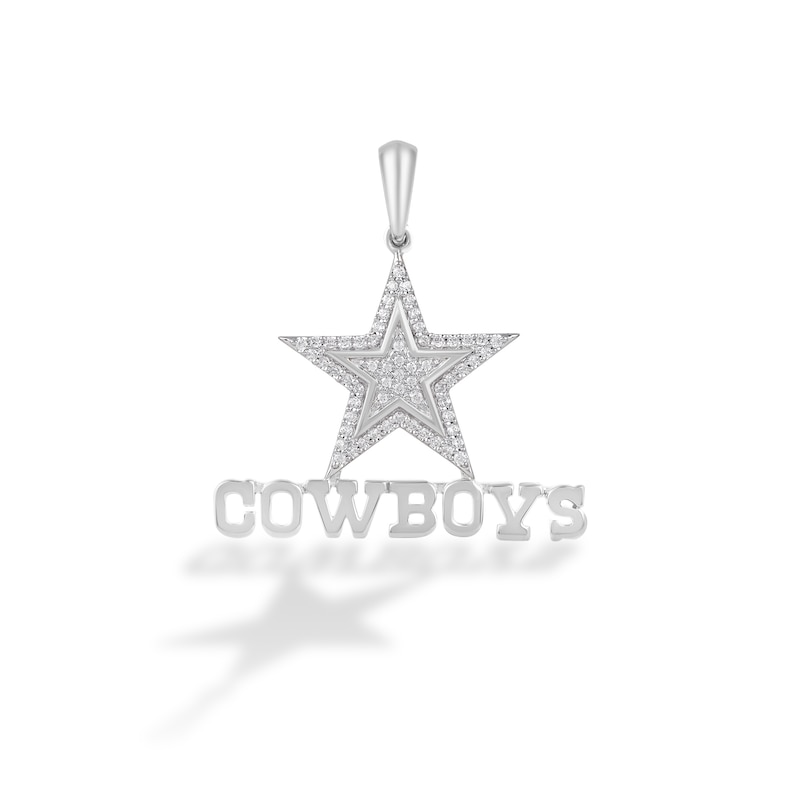 True Fans Dallas Cowboys 1/4 CT. T.W. Diamond Logo Charm in 10K White Gold