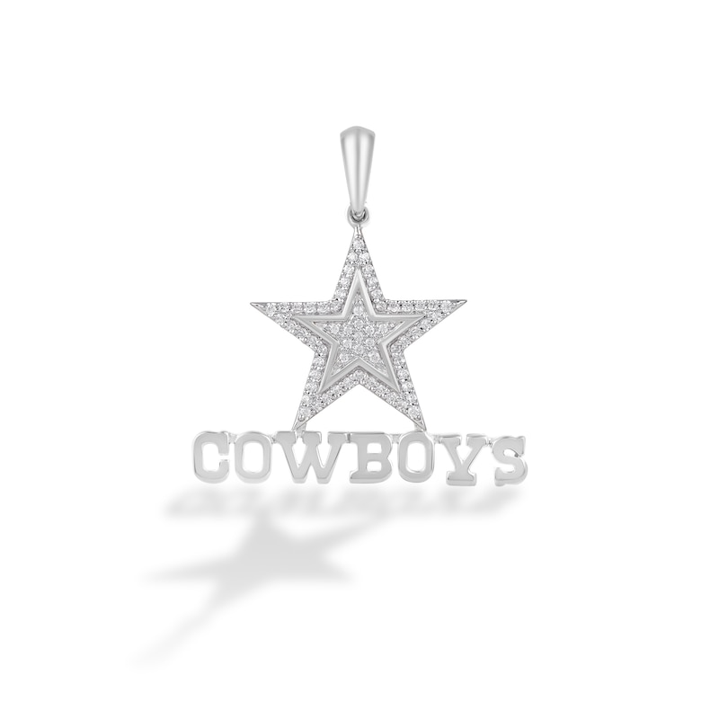 Main Image 1 of True Fans Dallas Cowboys 1/4 CT. T.W. Diamond Logo Charm in 10K White Gold