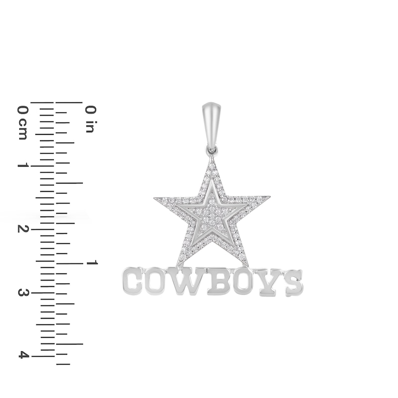 Main Image 2 of True Fans Dallas Cowboys 1/4 CT. T.W. Diamond Logo Charm in 10K White Gold