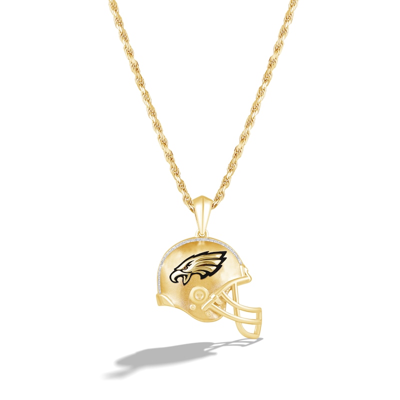 True Fans Philadelphia Eagles 1/20 CT. T.W. Diamond Helmet Necklace in 10K Yellow Gold