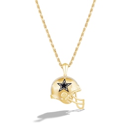 True Fans Dallas Cowboys 1/20 CT. T.W. Diamond Helmet Necklace in 10K Yellow Gold